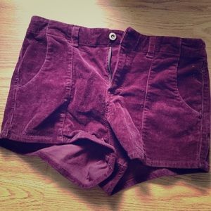 Velvet high waisted shorts